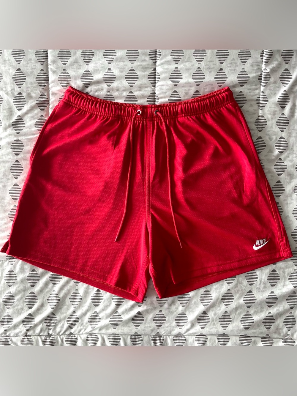 Nike Club Mesh Flow Shorts - University Red Single Pocket & Drawstring - Size M